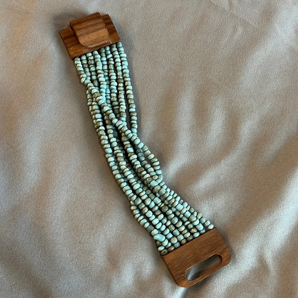 Teal Multi Strand Beaded Bracelet